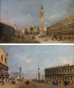 Francesco Guardi, The Piazza San Marco, Venice, looking East; and The Piazzetta, Venice, looking South