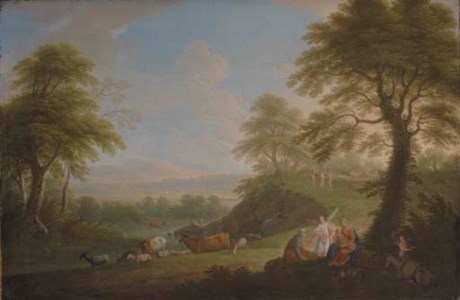 An extensive Italianate landscape with the Rest on the Flight into Egypt