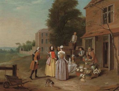 Elegant company at a vegetable stall