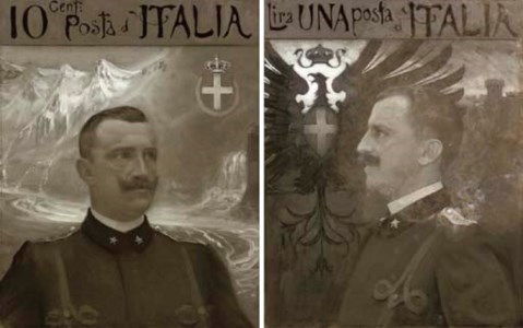 Vittorio Emanuele III, King of Italy (1869-1947): Before the mountains and In profile, to sinister