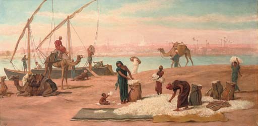Unloading cotton on the Nile