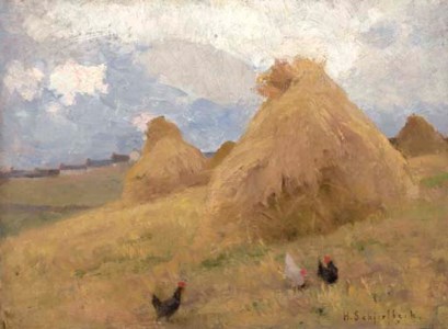 Höns bland höstackar (Chickens among haystacks)