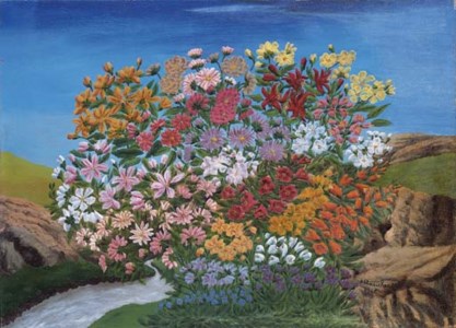 Massif de fleurs près de la rivière