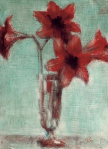 Amaryllis auf grünem Grund