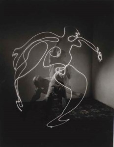 Triplet of Picasso Drawing with Light, 1949