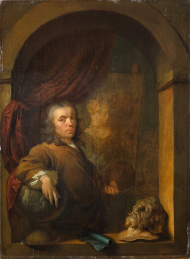 Self-Portrait of the artist, holding a palette and a brush, standing in a niche | Autoportrait de l'artiste à la palette et au pinceau