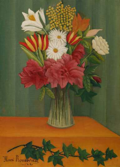 Vase de fleurs à la branche de lierre, première version