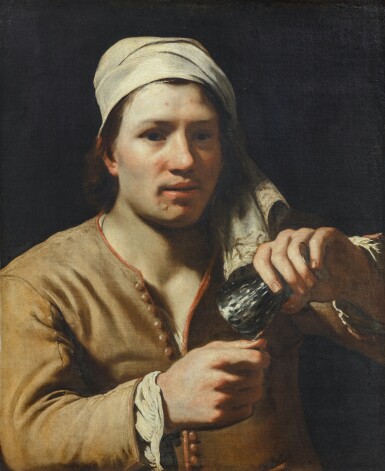 Michael Sweerts, Jeune homme au turban tenant un roemer retourné : le test de l'ongle