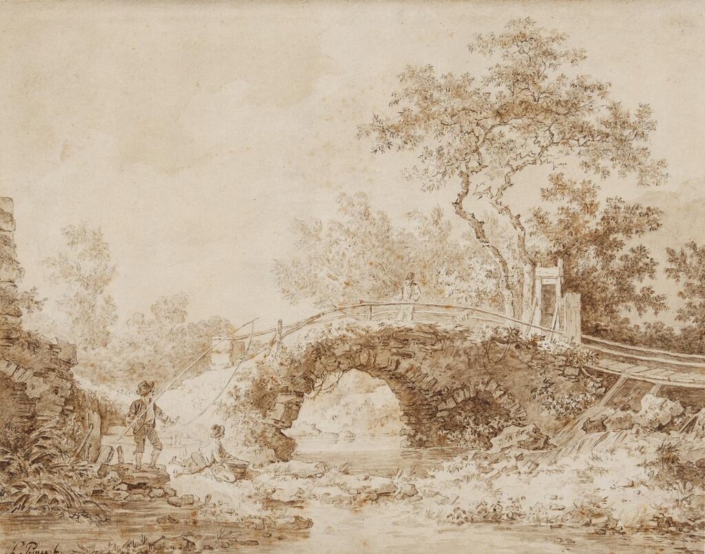 Fisherman near a bridge