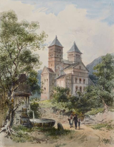 View of Murbach Abbey in Alsace