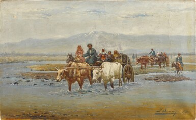 Caravan Fording a River