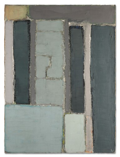 Composition en gris, beige et blanc
