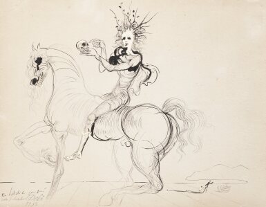 Cavalière dialoguant avec un crâne