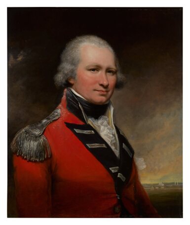 Portrait of a Captain, possibly David Baird, half-length, before the fort at Srirangapatna
