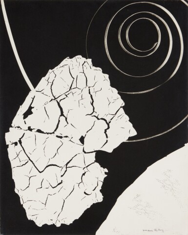 Untitled (Rayograph with Leaf and Coil)