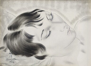 Léonard Tsuguharu Foujita 藤田嗣治 | Portrait de jeune modème endormie 年輕女子睡姿肖像