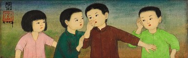  Mai Trung Thu 枚中栨 （梅忠恕） | Jeunes enfants chuchotant 在說悄悄話的孩子們