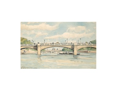 Pont de la Concorde, Notre-Dame de Paris à l'arrière-plan