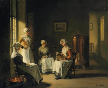 An Interior with Women Polishing Brass