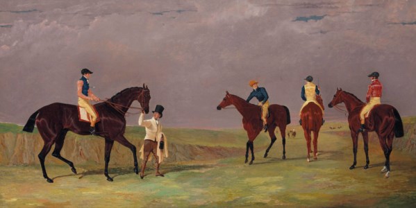 The Doncaster Cup of 1825, with Mr. Whittaker's Lottery , Mr. Craven's Longwaist , Mr. Lambton's Cedric , and Mr. Farquaharson's Figaro