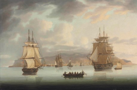 Funchal Roadstead, H.M.S. Blenheim with Greyhound and Harrier Outward Bound, 1805