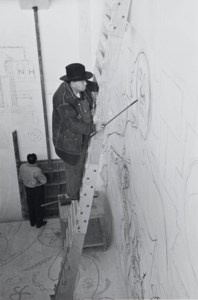 Diego Rivera painting the River Lerma Well, 1951