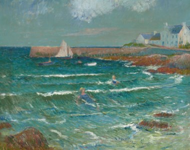 Baignade de mer à Lomener