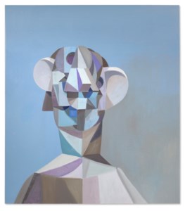 George Condo, Portrait Composition in Blue and Grey
