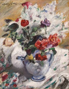 Lovis Corinth, Flieder, Rosen und Nelken im Sèvreskrug