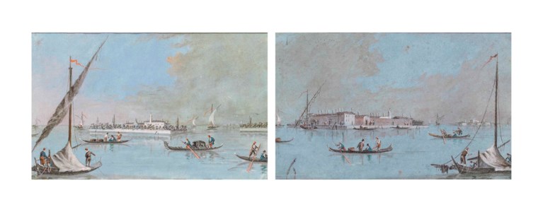 The island of Lazzaretto Vecchio, Venice; and The Island of Saint Clement, Venice