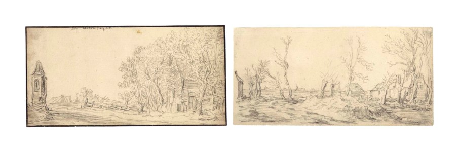 A road on the outskirts of a town; and View of a hamlet by a road