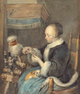A woman spinning, after Gerard ter Borch