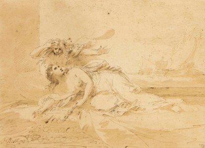 The Death of Dido, with Aeneas' departing ships in the background