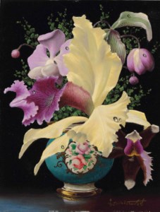 Orchids in a blue meissen vase