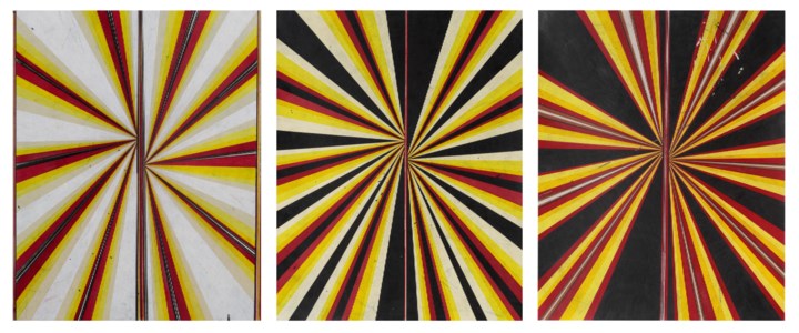 Untitled (Black Yellow Red Pink Cream and White Butterfly Drawing in 3 Parts DO NOT SEPARATE 789)