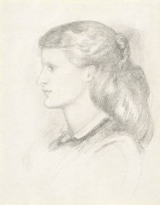 Portrait of Annie Miller, bust-length, in profile to the left