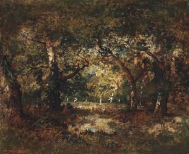 A sunlit gale in wooded landscape
