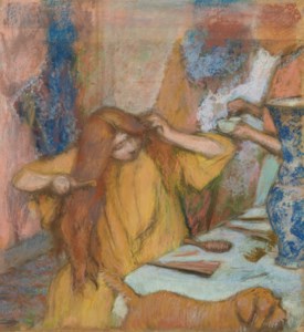 Edgar Degas, Femme en peignoir jaune se coiffant