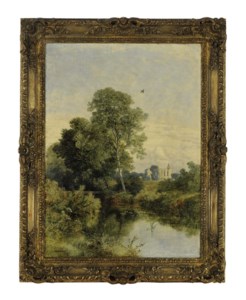 A View of Bolton Abbey, Yorkshire, with the river in the foreground