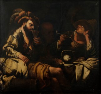 Soldiers smoking and drinking