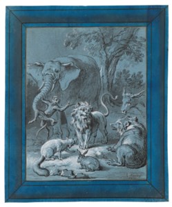 Album containing a frontispiece and 138 illustrations for books I to VI of the Fables of Jean de La Fontaine