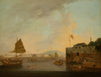 The European Factories and Dutch Folly Fort, Canton, from the southwest side of the Canton River