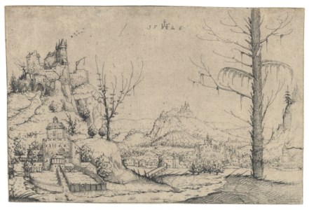Landscape with a high Rock and a Castle at Left