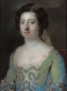 Portrait of The Hon. Mrs Bridget Gunning, half length, in a blue ruffled gown