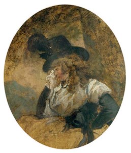 Portrait of the artist's wife, half-length, seated, weeping in the costume she wore for The Fortune Teller , 1788