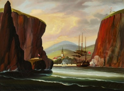 SHIP SALUTING AT THE ISLAND OF ST. HELENA