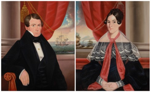 A PAIR OF PORTRAITS OF CAPTIAN JOHN MANWARING AND MRS. MARTHA POOL MANWARING OF NEW LONDON