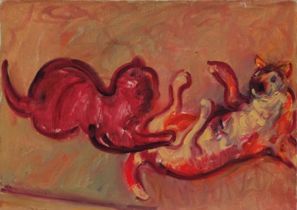 Two cats playing