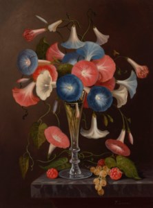 Vase of Morning Glories