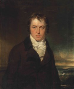 Portrait of a gentleman, half-length, in a dark coat and cream waistcoat, in a landscape